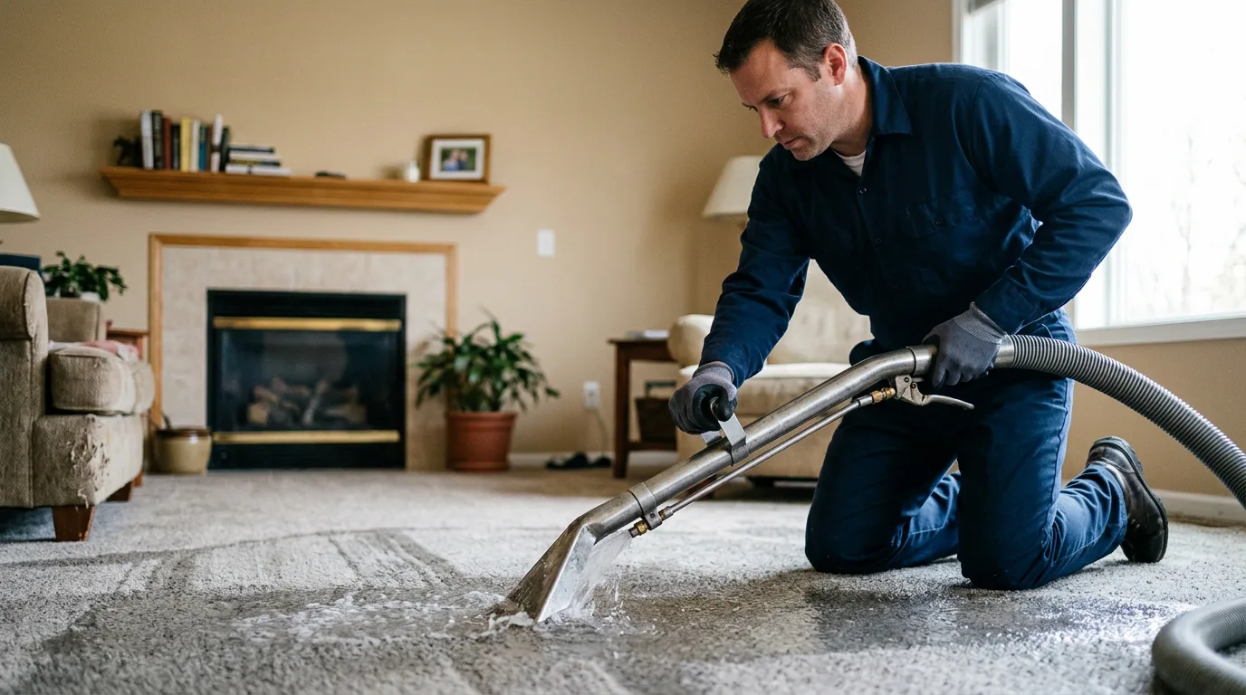 Water damage restoration technician working near Oak Creek, WI